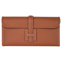 Hermes Jige Elan 29 Gold Clutch Bag Evercolor Leather
