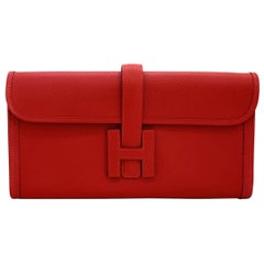 Hermès Jige Elan 29 Red Epsom Leather Clutch