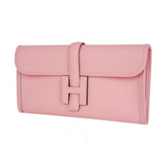 Hermes Jige Elan 29 Rose Sakura Clutch Bag Swift Leather