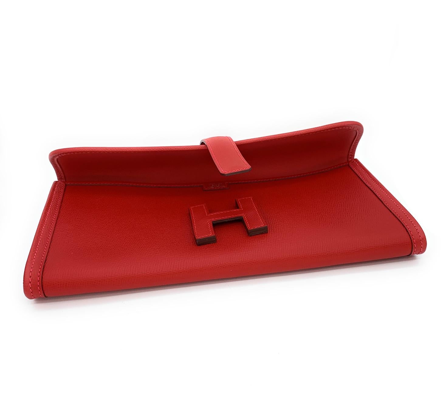 Hermès Jige Elan 29 Red Epsom Leather Clutch 1