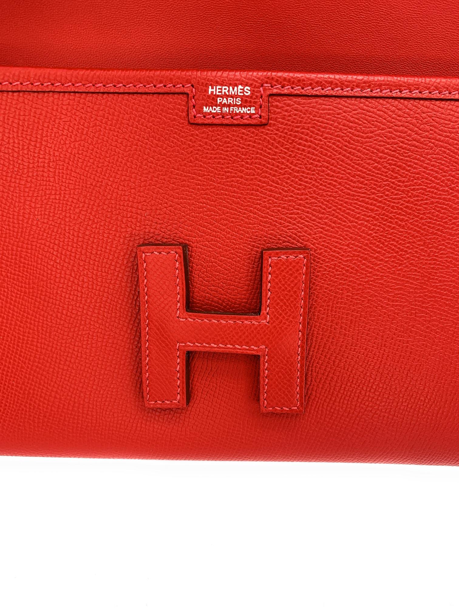 Hermès Jige Elan 29 Red Epsom Leather Clutch 2