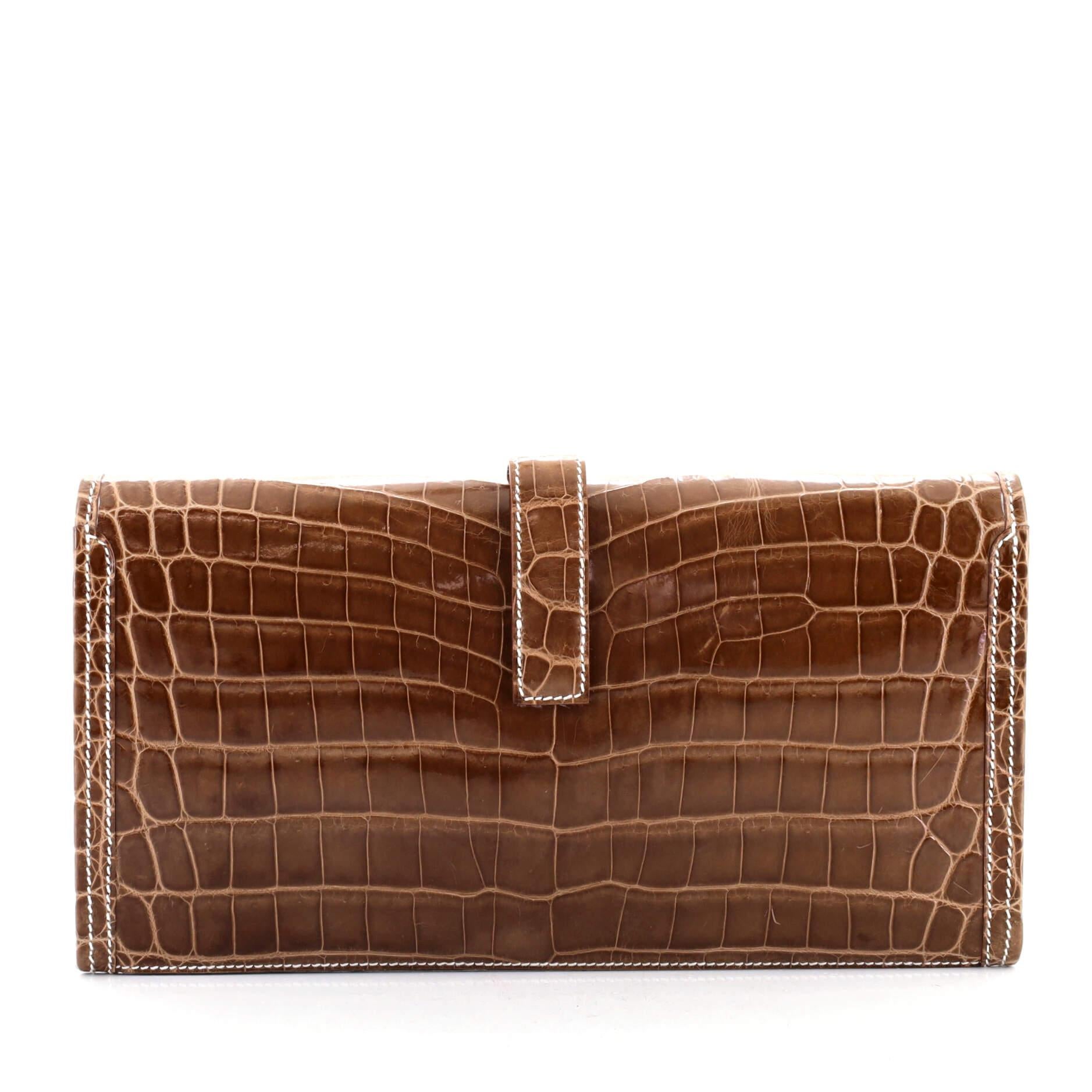 Women's or Men's Hermes Jige Elan Clutch Crocodile 29
