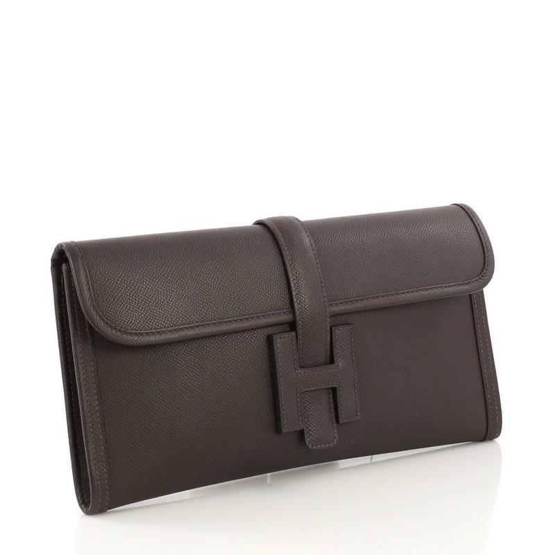 Black Hermes Jige Elan Clutch Epsom 29