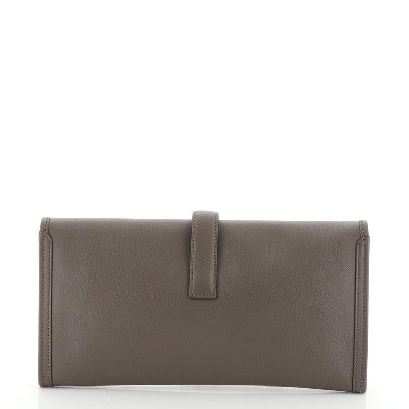 Gray Hermes Jige Elan Clutch Epsom 29 