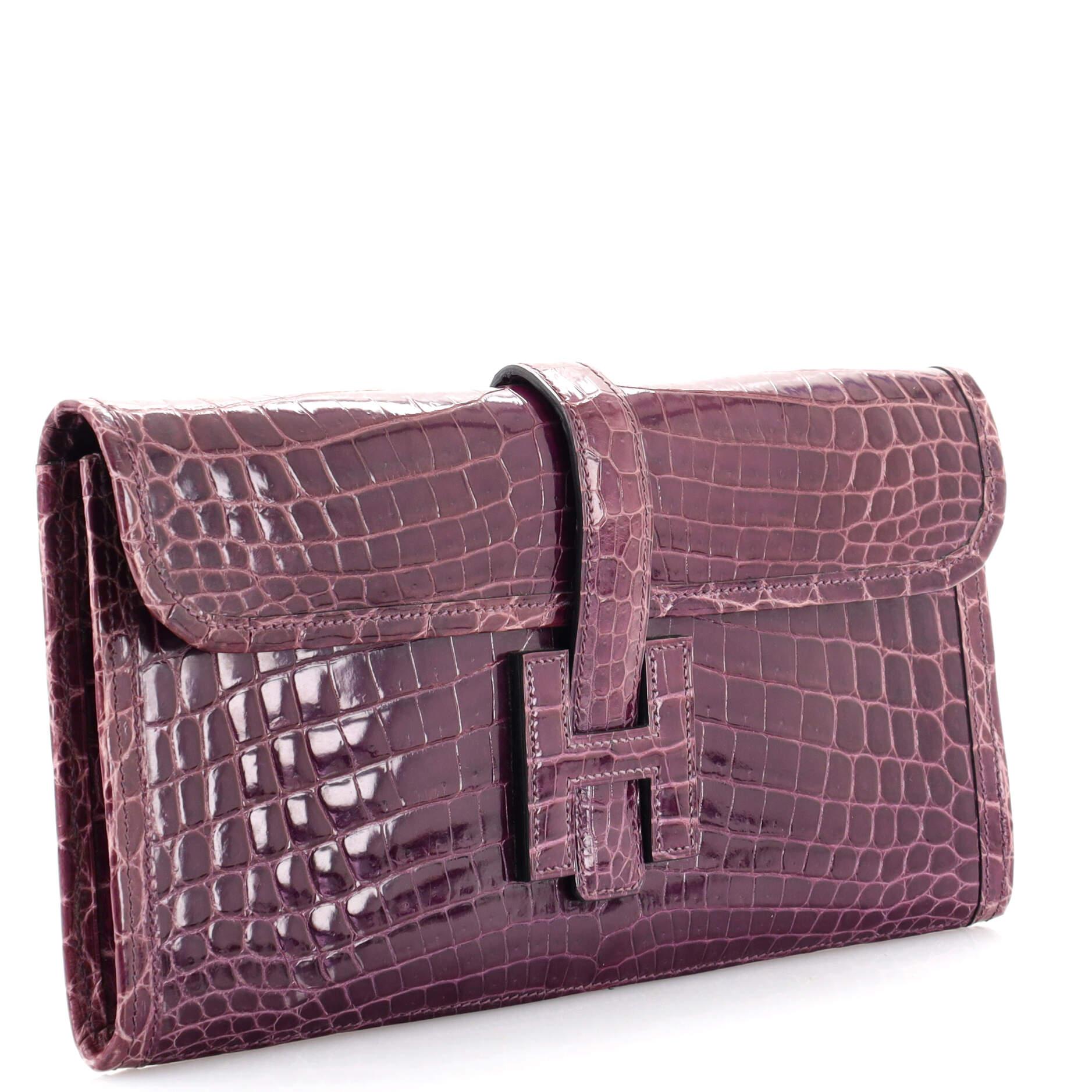 Pre-owned Jige Elan Bag Anemone W/ Cassis Crocodile Clutch Bag New In Pink