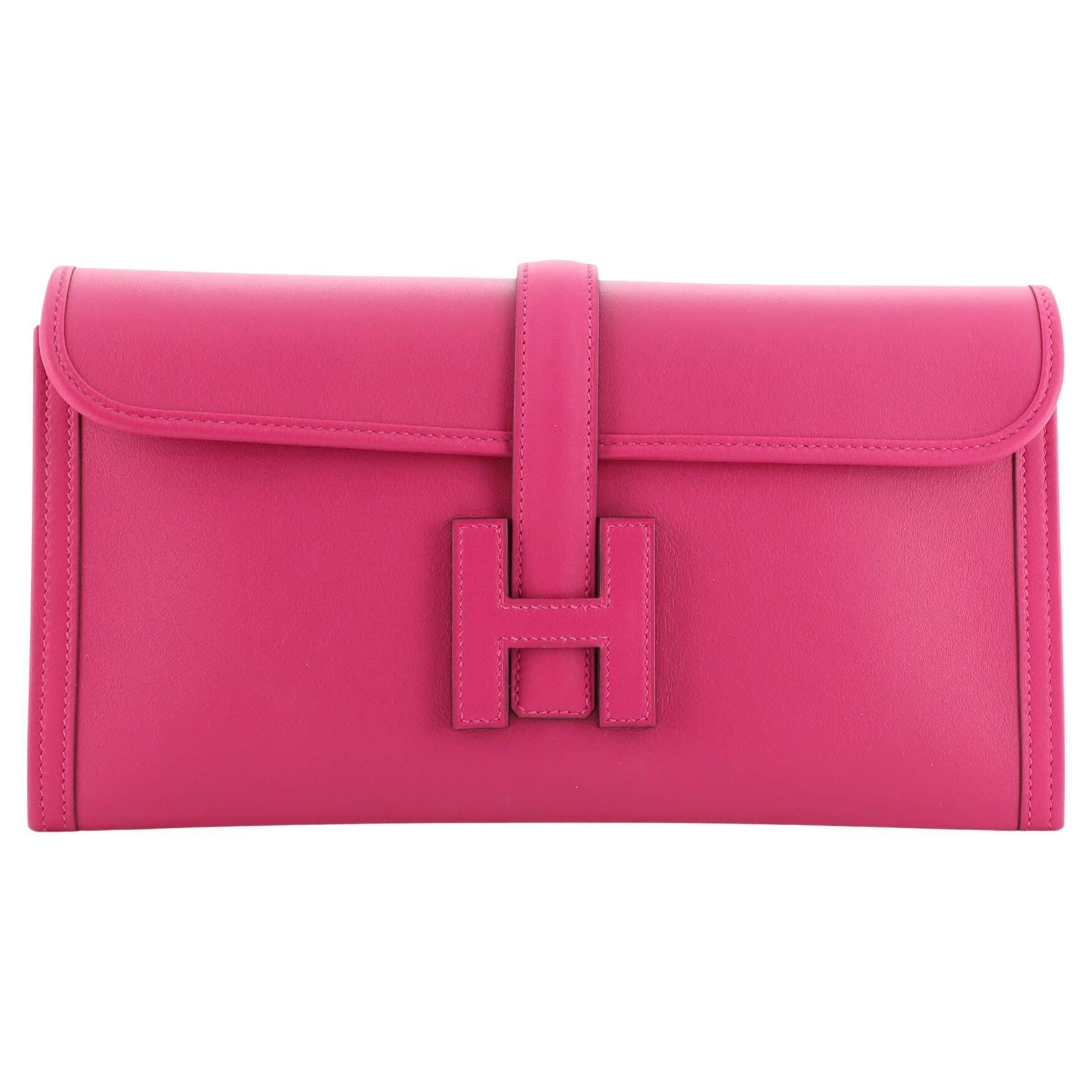 Hermes Very Rare Medor Clutch Bag Rose Lipstick Pink For Sale at 1stDibs