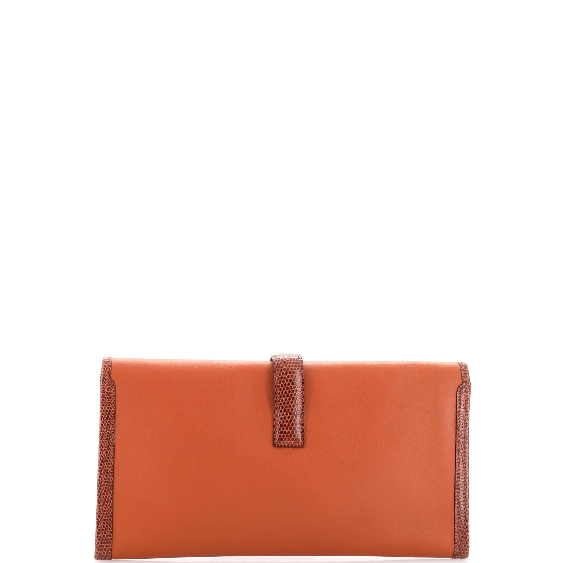 Hermes Jige Elan Clutch Swift with Lizard 29 In Good Condition In NY, NY
