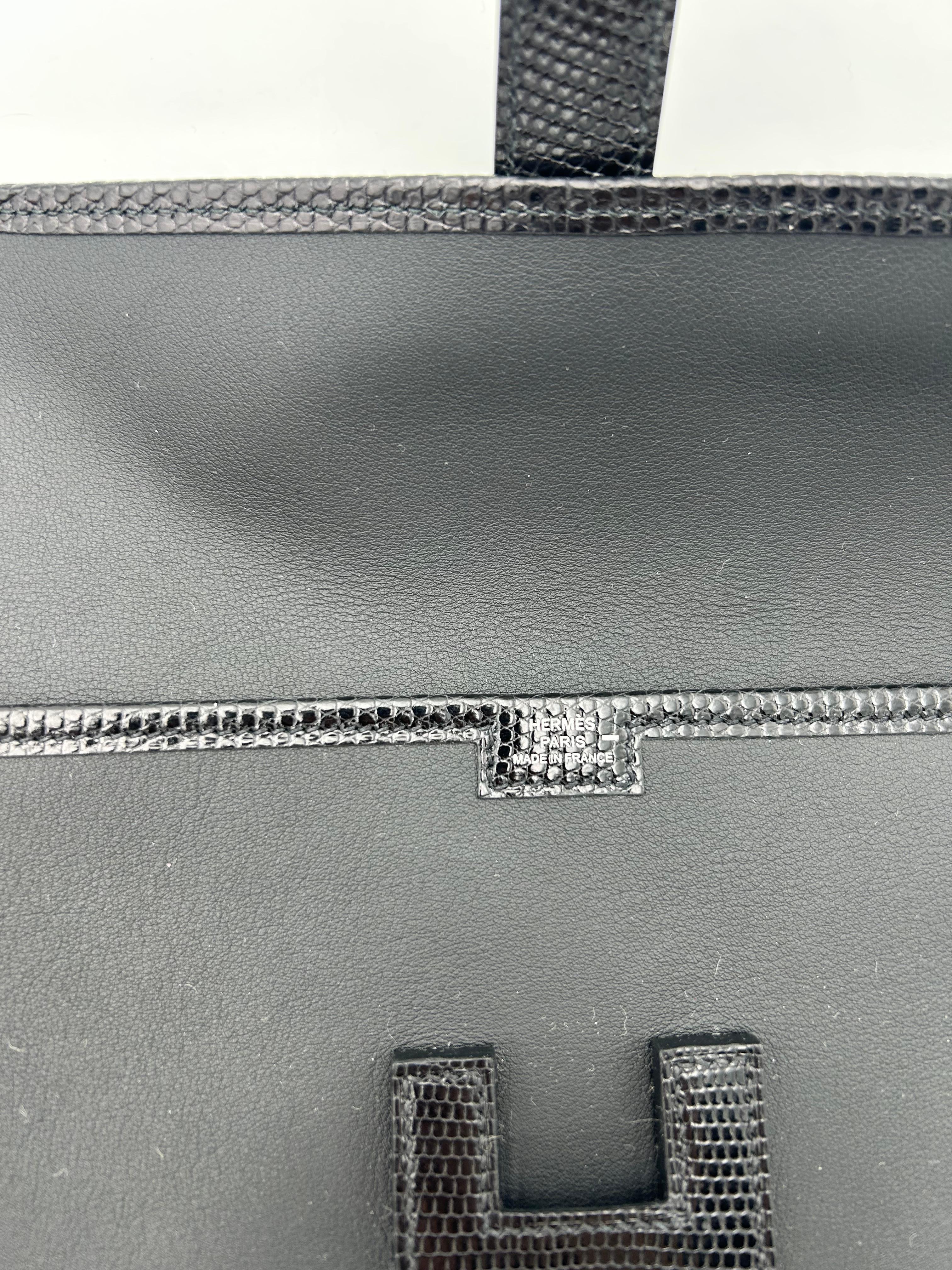 Black Hermes Jige Elan Clutch Swift With Lizard For Sale