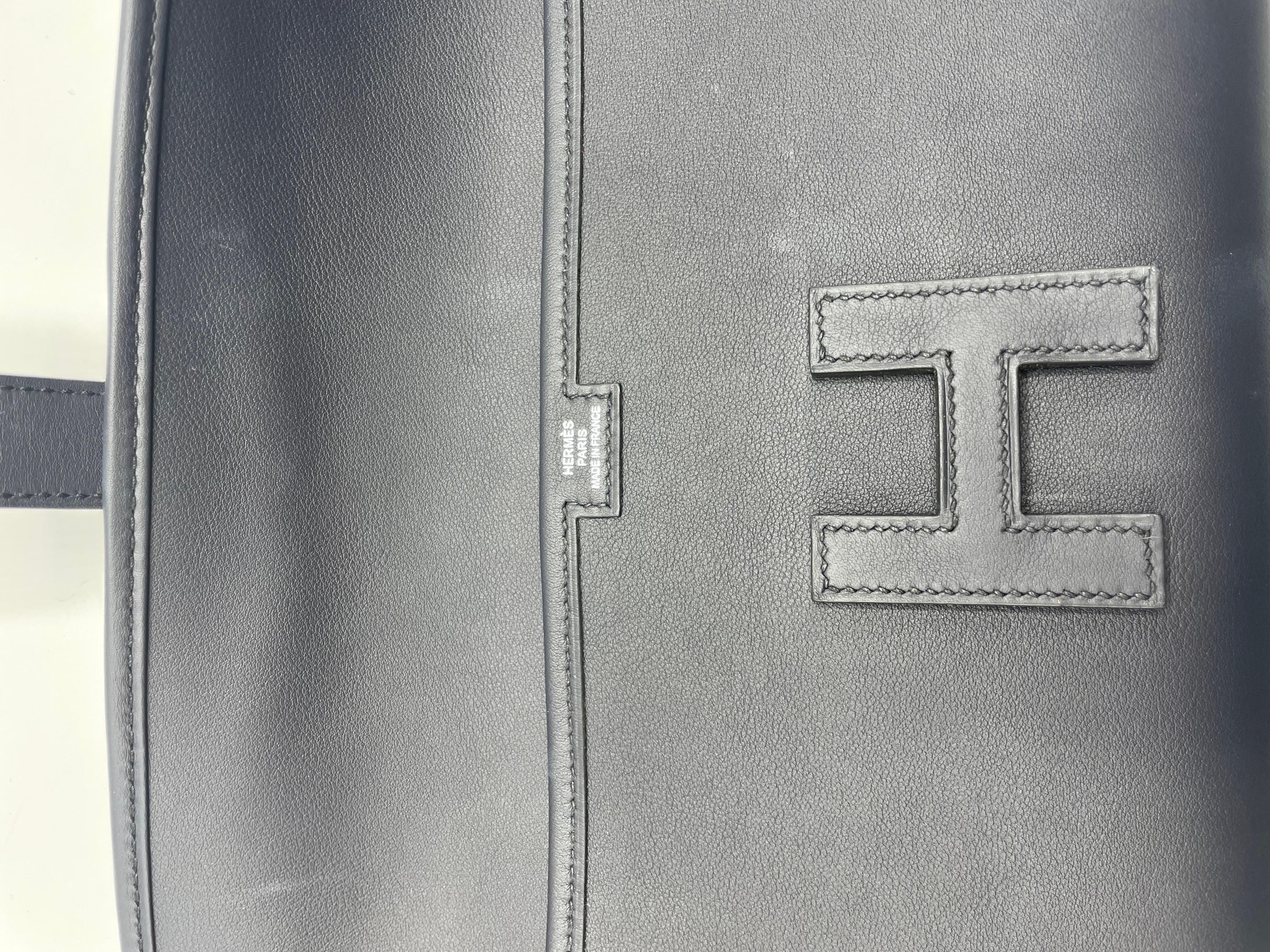 Hermès Jige Elan Leather Clutch Night Blue 29  5