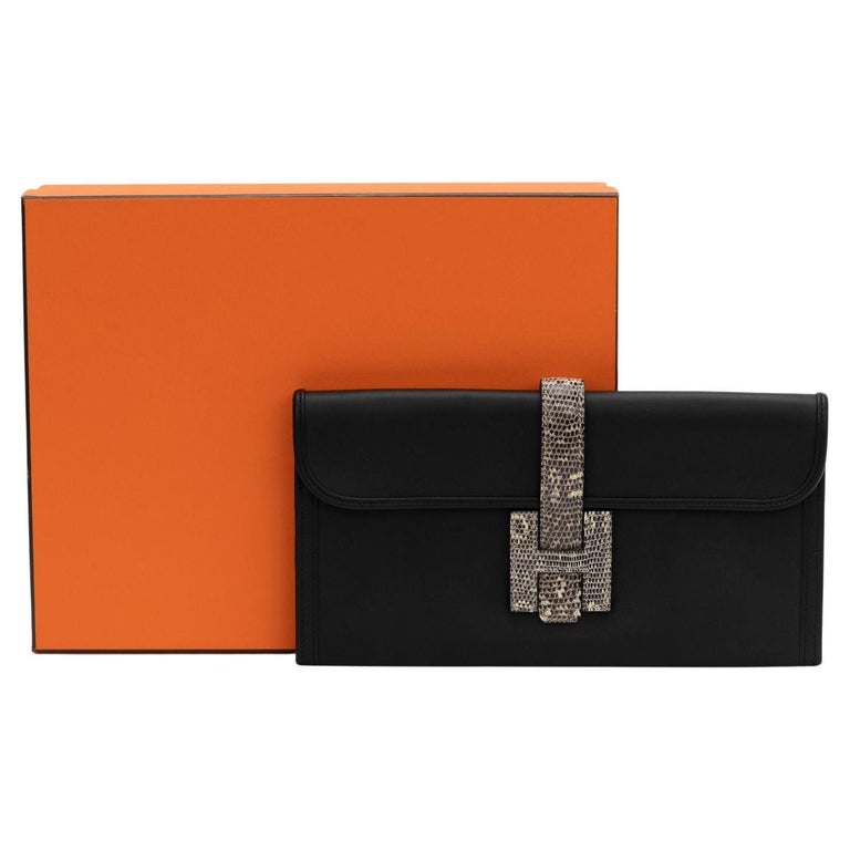 100%AUTH Hermes Pochette Jige Elan 29 Swift Clutch Etain Hand Bag Dust Bag/Box