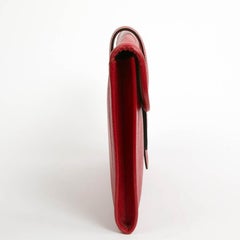HERMES Jige Grained Courchevel Red Leather Clutch