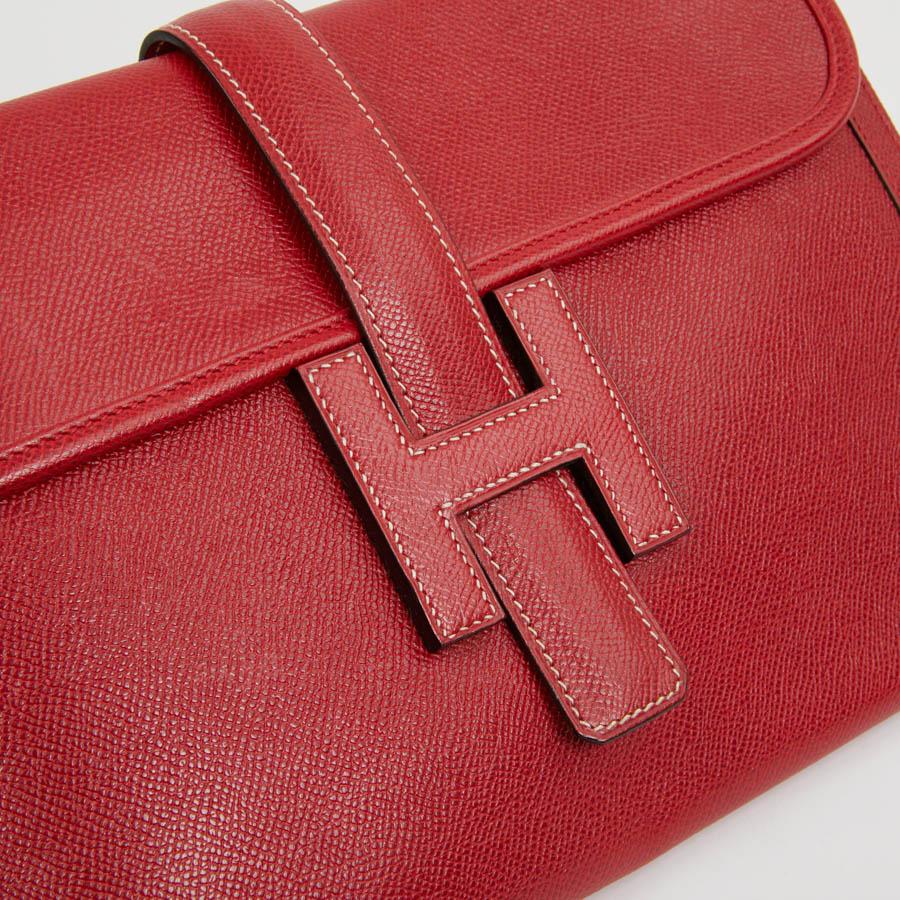 Women's HERMES Jige Grained Courchevel Red Leather Clutch