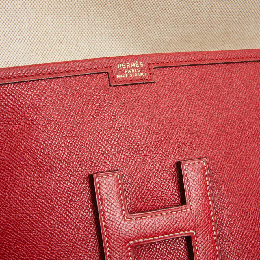 HERMES Jige Grained Courchevel Red Leather Clutch 2