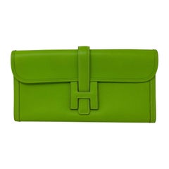 Hermes Jige Lime Green Clutch