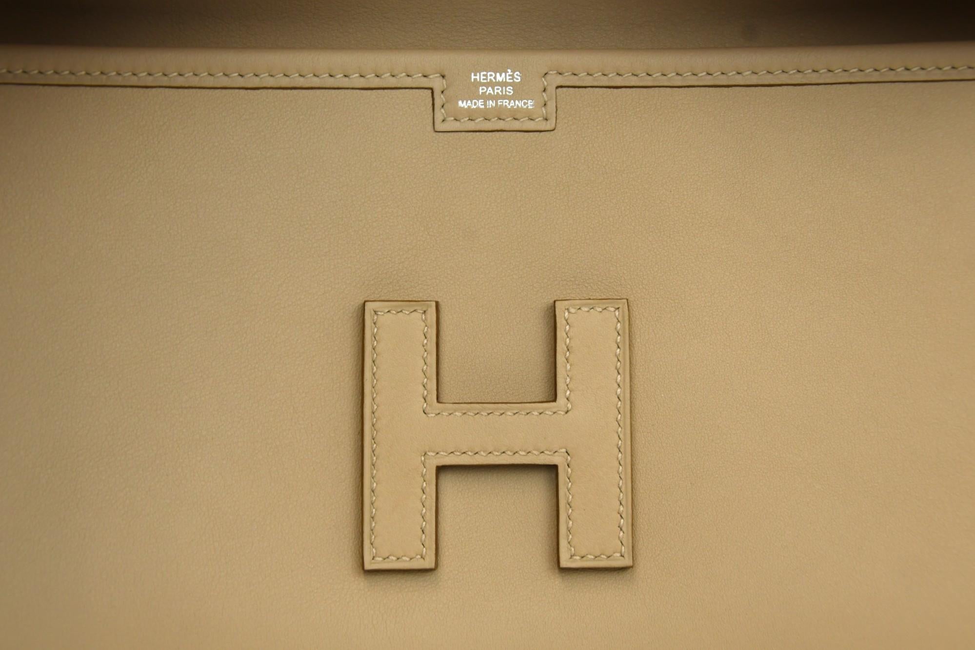 Hermès Jige PM Tabac Leder mit H-Verschluss (Braun) im Angebot