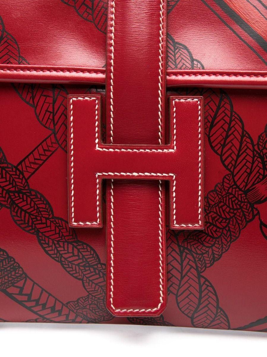 Rouge Hermès - Pochette en cuir rouge Jige