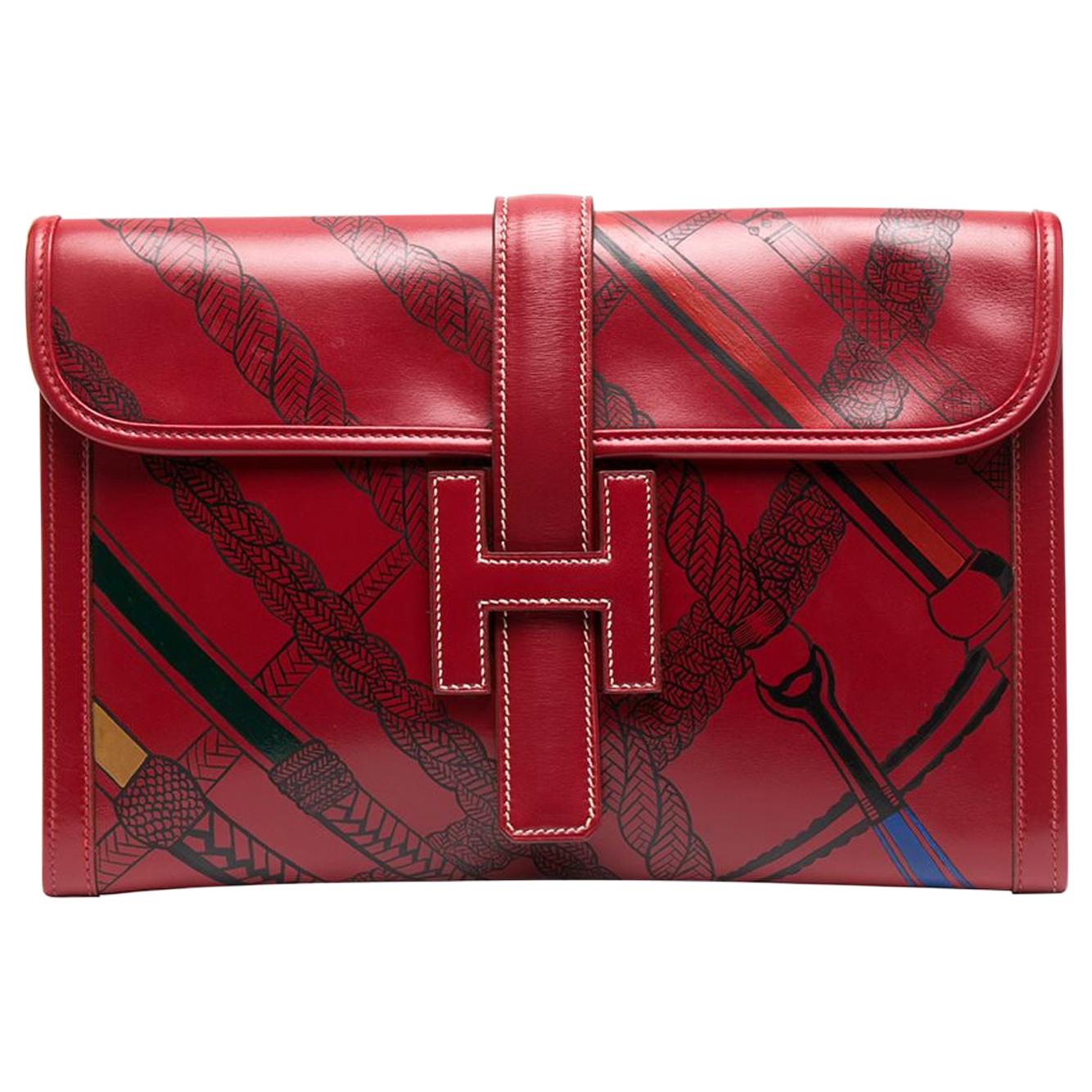 Hermès Jige Red Leather Clutch