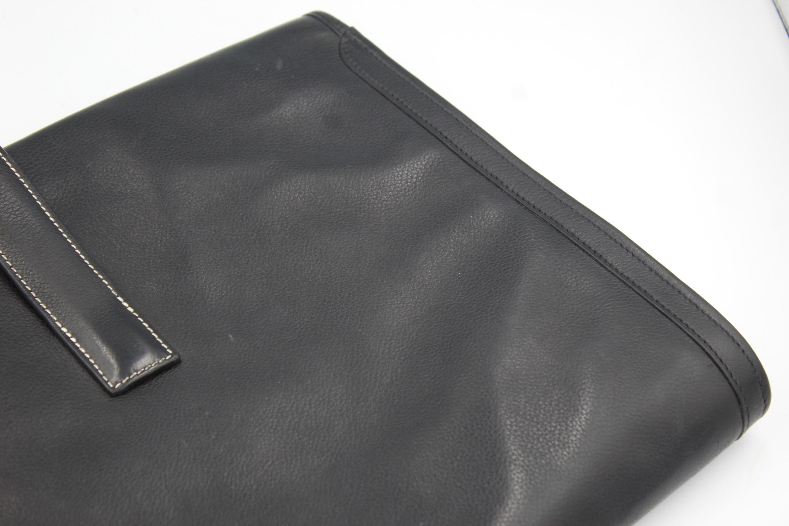 Women's or Men's Hermes Jige XL A4 Clutch in Black Grained  Leather
