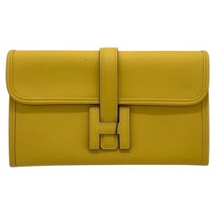 Hermes Jige21 Duo Verso Long Wallet Yellow Leather Clutch Bag 2019