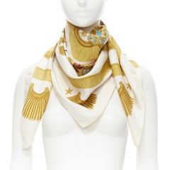 HERMES Joachim Metz 1989 "Ivory Poste et Cavalerie" print silk scarf