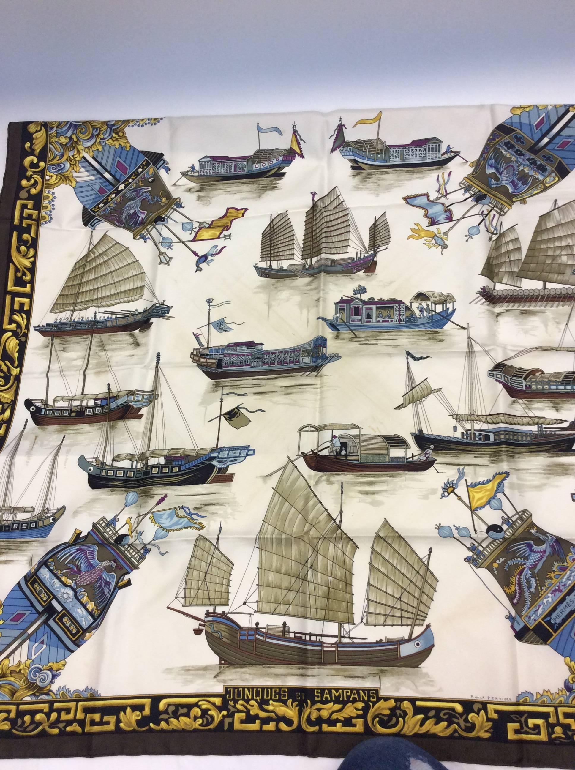 Hermes Jonques et Sampans Printed Scarf 1