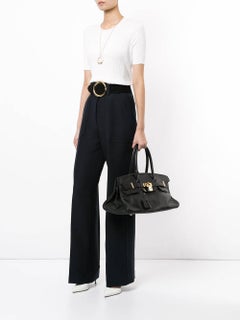 Hermes JPG Birkin Black Leather Gold Hardware Top Handle Satchel Bag