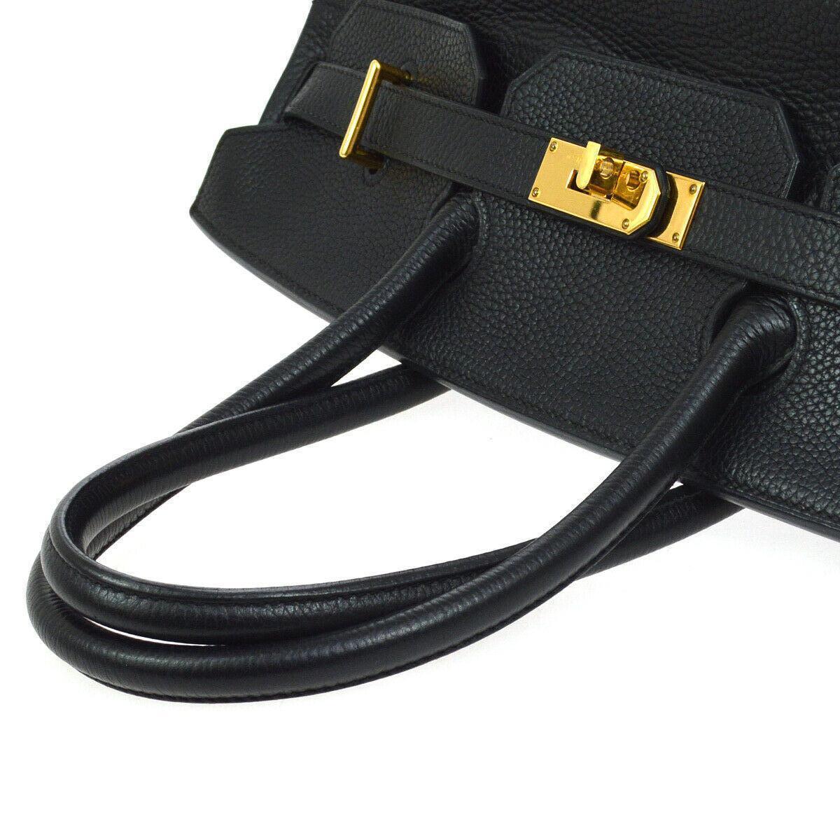 Hermes JPG Birkin Black Leather Gold Hardware Top Handle Satchel Bag In Good Condition In Chicago, IL