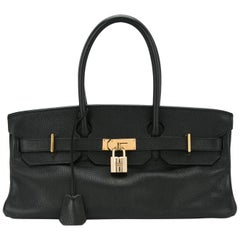 Hermes JPG Birkin Black Leather Gold Hardware Top Handle Satchel Bag