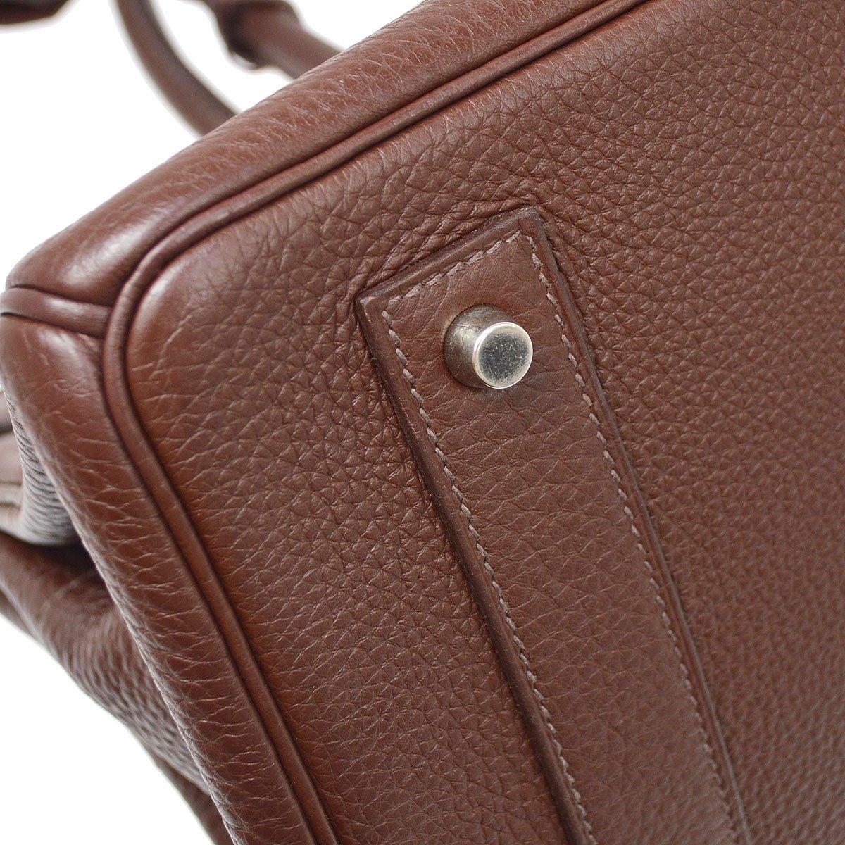 Brown HERMES JPG Birkin Chocolate Taurillon Clemence Silver Hardware Top Handle Bag