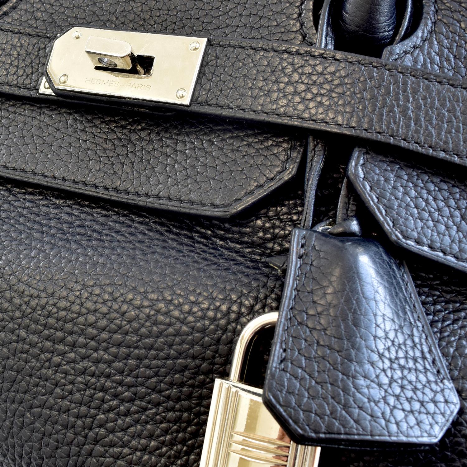 Women's or Men's HERMES JPG Birkin Clemence Palladium Hardware 40 Black Leather Handbag