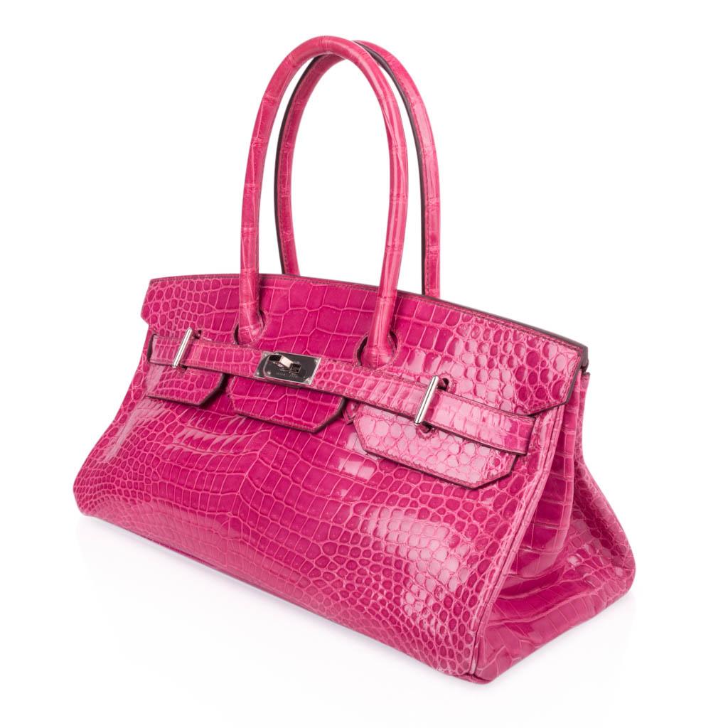 Pink Hermes JPG Shoulder Birkin 42 Bag Fuchsia Porosus Crocodile Bag Limited Edition