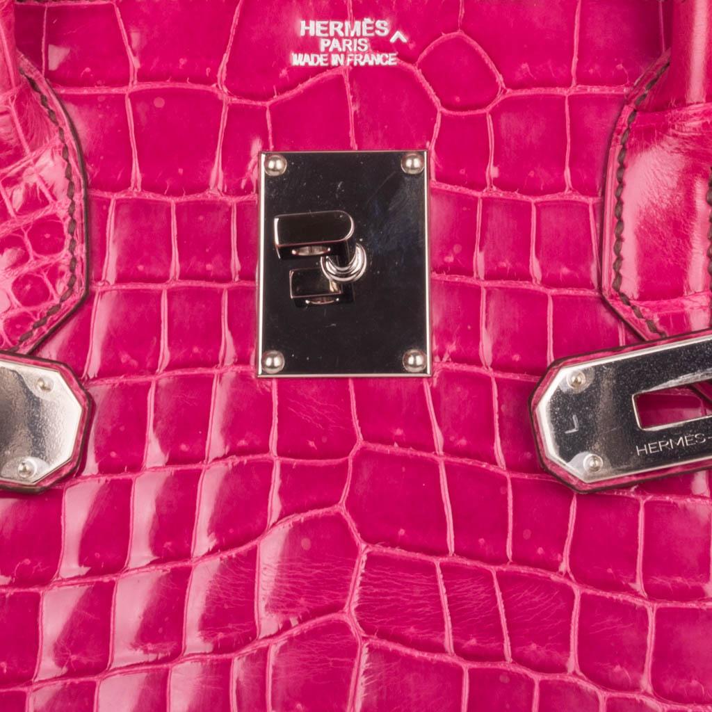 Hermes JPG Shoulder Birkin 42 Bag Fuchsia Porosus Crocodile Bag Limited Edition 1