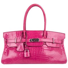 Hermes JPG Shoulder Birkin 42 Bag Fuchsia Porosus Crocodile Bag Limited Edition