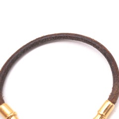 Hermes Jumbo Gold Plated Hook Leather Cord Bracelet