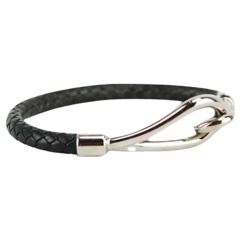 Hermès Jumbo H Braided Leather Bracelet at 1stDibs