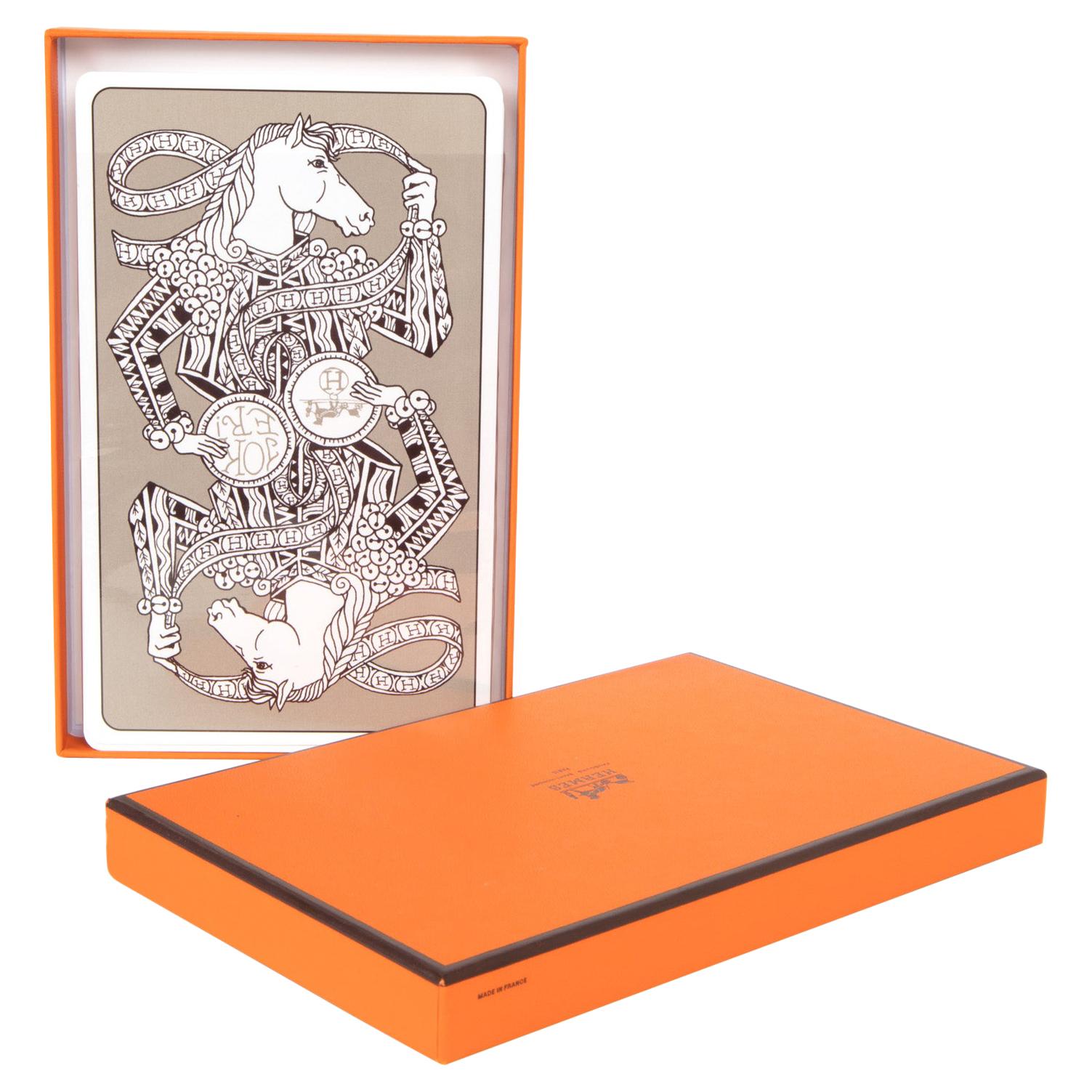 Hermes Jumbo Playing Cards Set Les 4 Mondes GM New w/Box For Sale