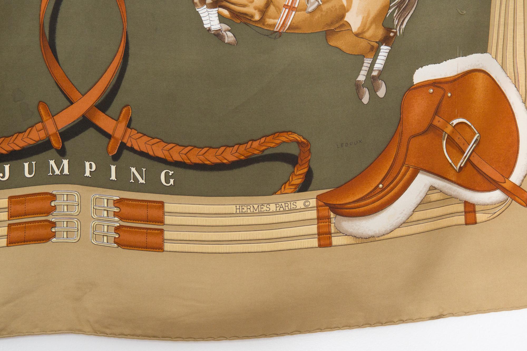 Brown Hermes Jumping by Philippe Ledoux Silk Scarf