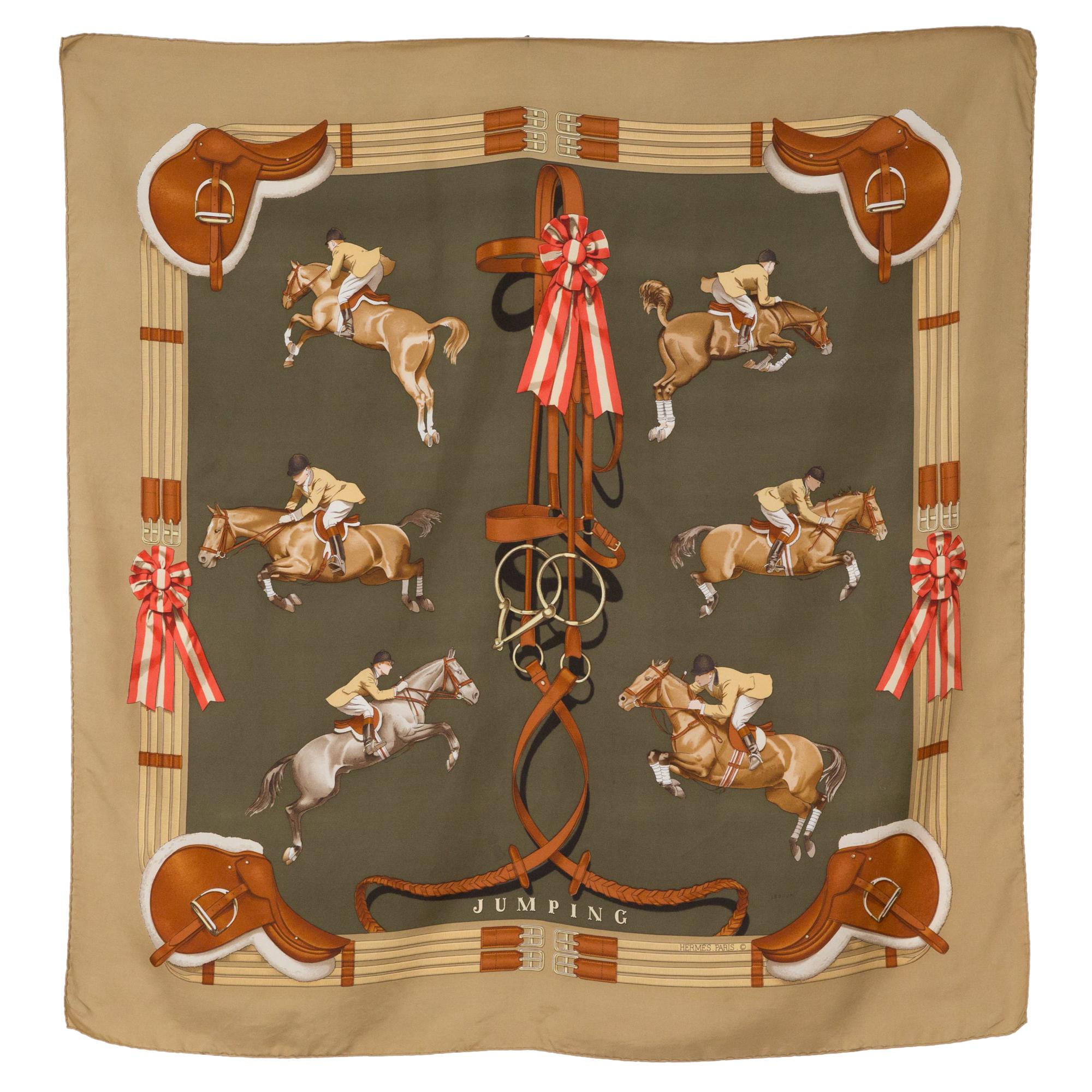 Hermes Jumping by Philippe Ledoux Silk Scarf