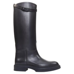 HERMES Jumping So Black calfskin leather matte hardware tall riding boots EU38