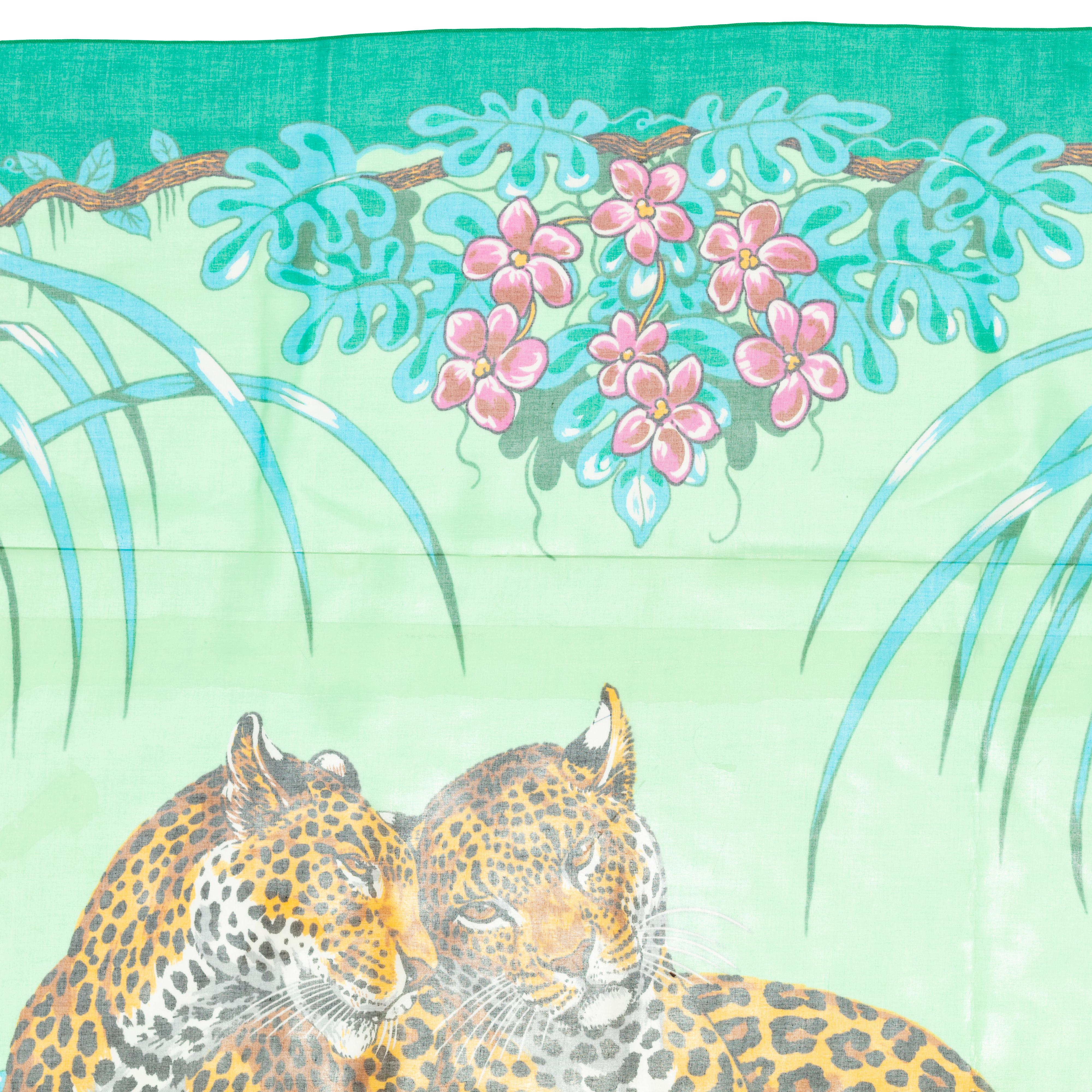 Hermes Jungle Love - Pareo - 100% Coton - Verde - Nuevo - ¡Raro Coleccionista! en venta 1