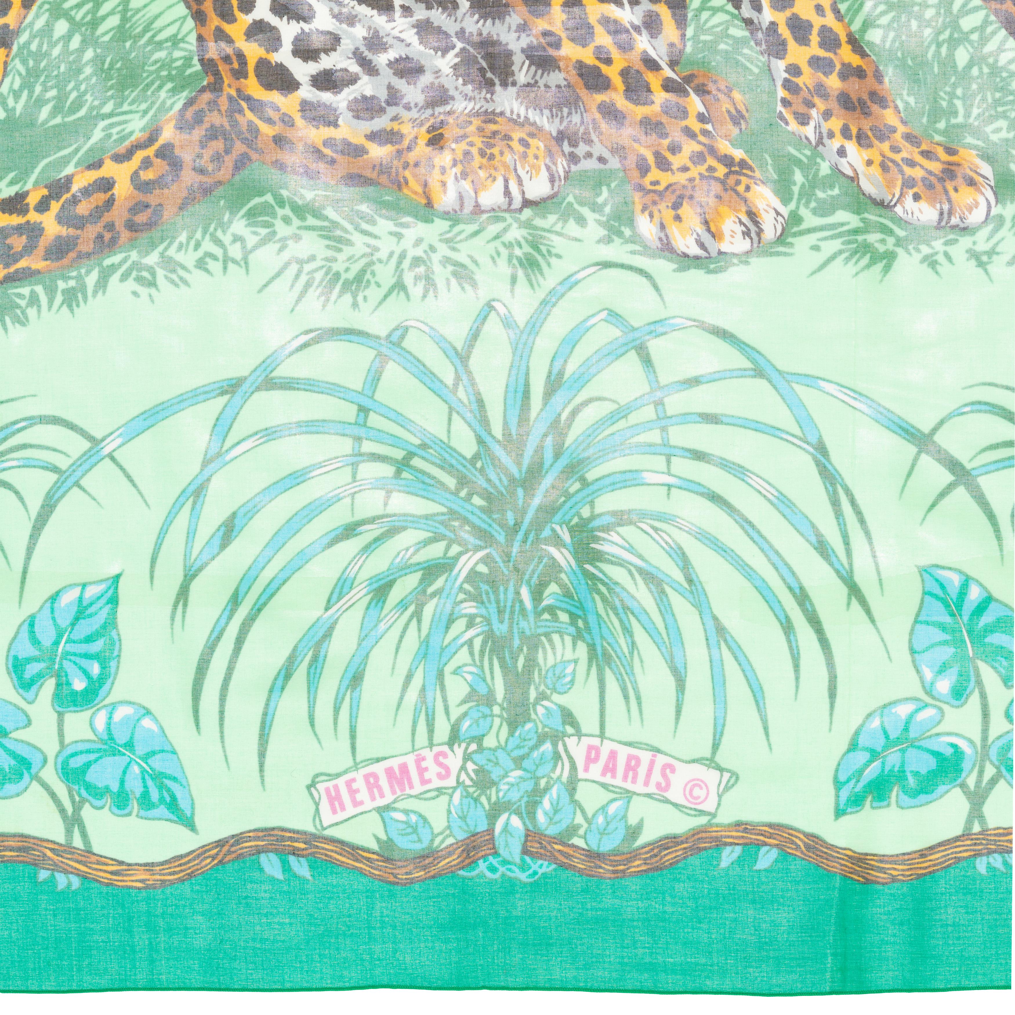 Hermes Jungle Love - Pareo - 100% Coton - Verde - Nuevo - ¡Raro Coleccionista! en venta 2