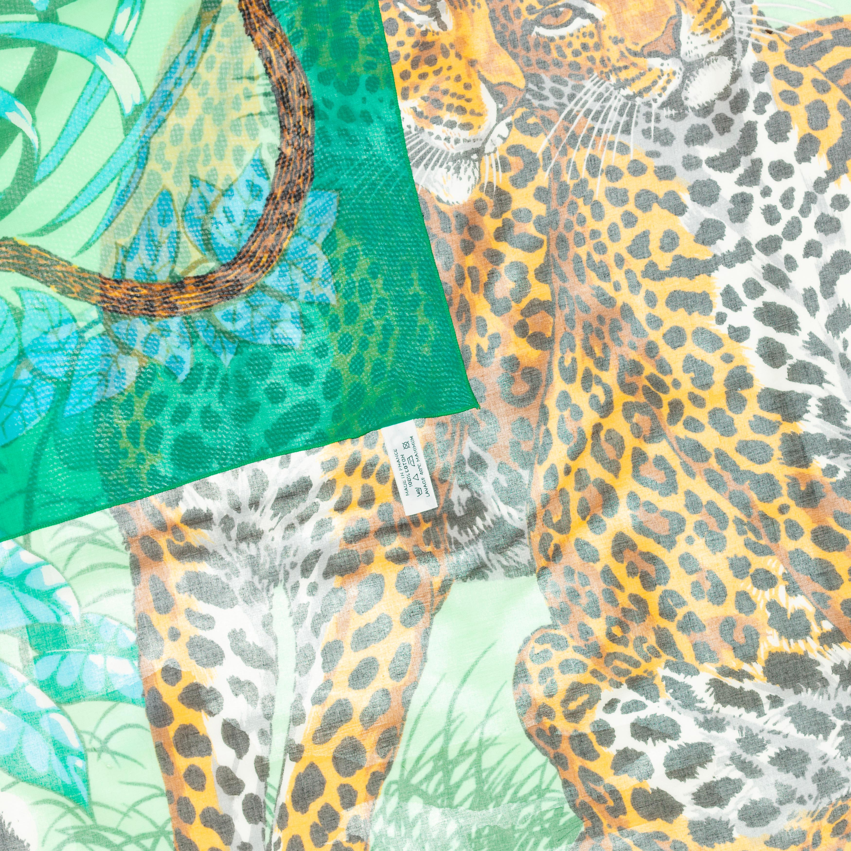 Hermes Jungle Love - Pareo - 100% Coton - Verde - Nuevo - ¡Raro Coleccionista! en venta 4