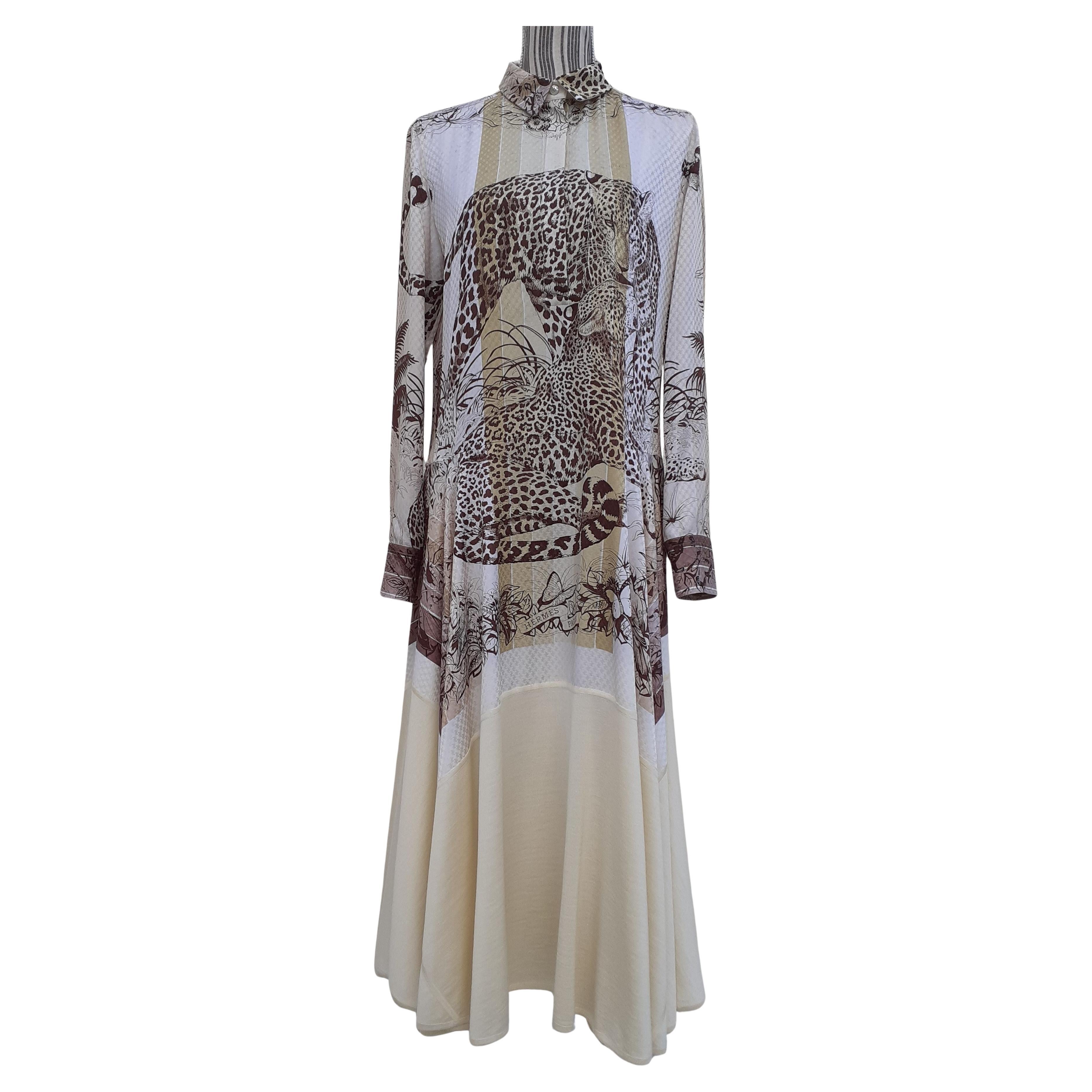 Hermès Jungle Love Rainbow Long Dress Cheetahs Print S / M (Grau) im Angebot
