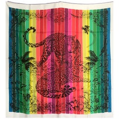 Hermes Jungle Love Rainbow Foulard en soie 90cm Nouveau Robert Dallet Blanc 03