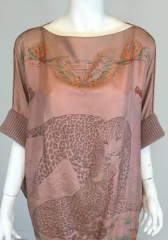 Hermes Jungle Love Silk Print Tunic Blouse
