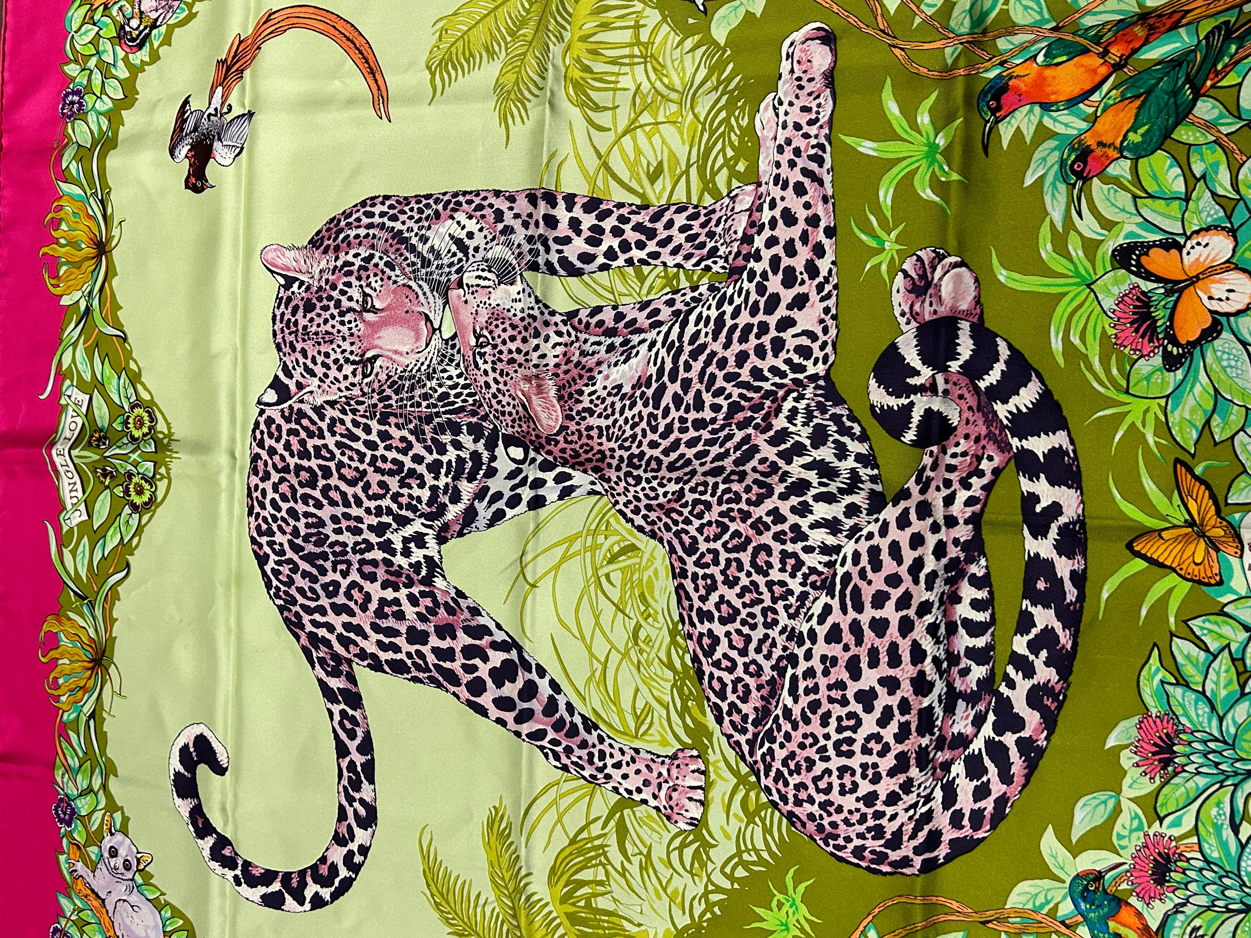 Women's or Men's Hermes Jungle Love Silk Scarf in Pink c2000