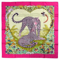 Hermes Jungle Love Silk Scarf in Pink c2000