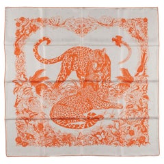 Hermès "Jungle Love" Silk Scarf White