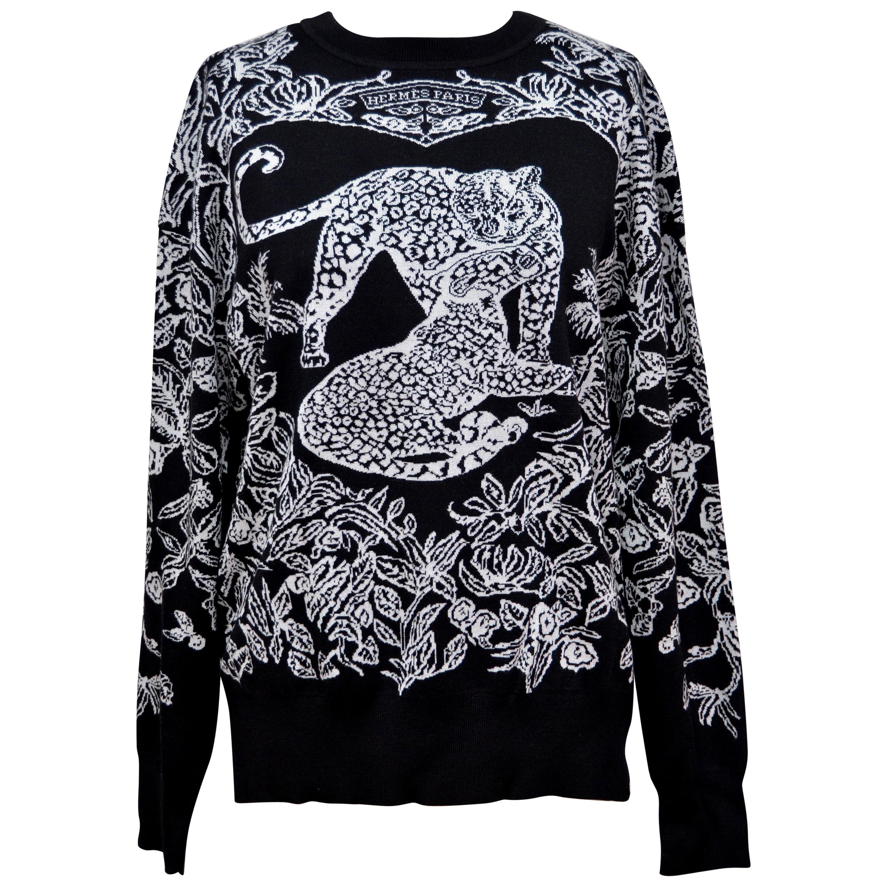 Hermes Jungle Love  Sweater Black / White 40/6 New 