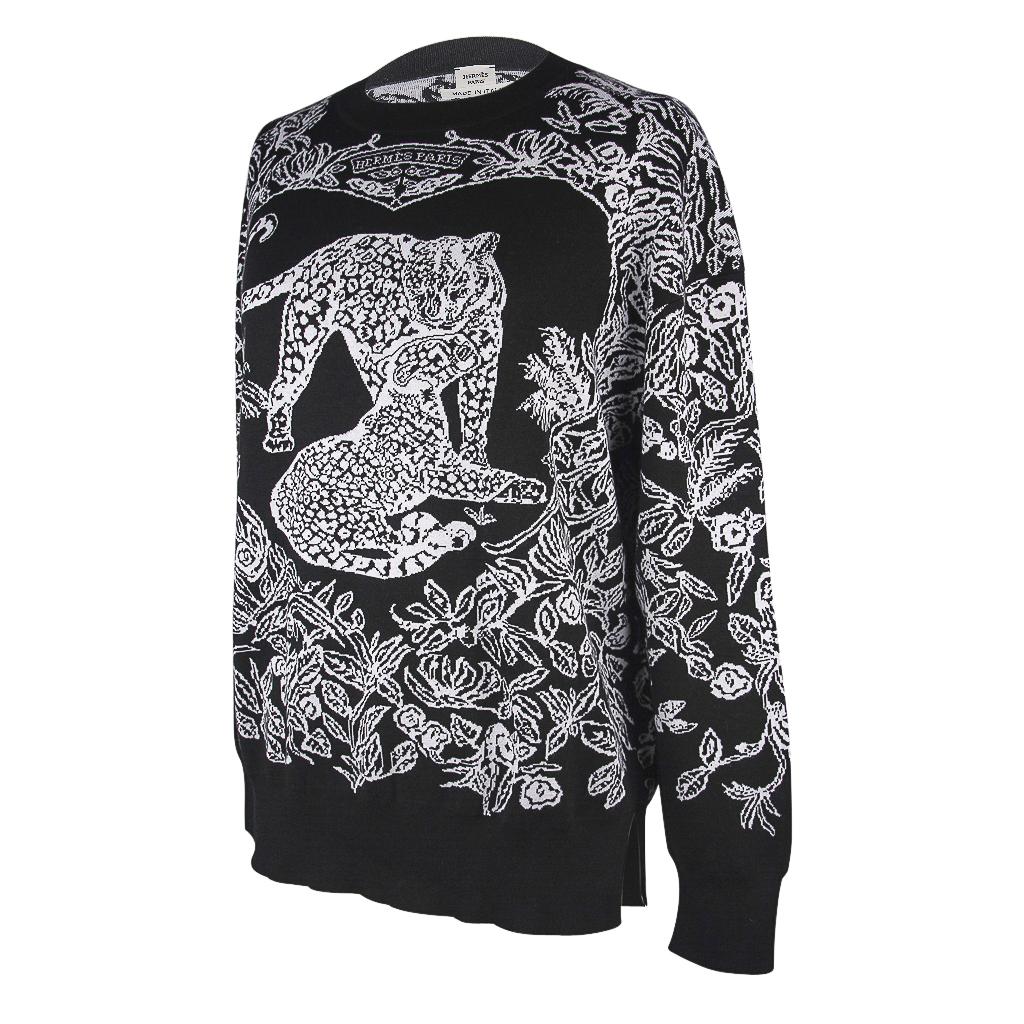 Hermes Jungle Love Wide Sweater Black / White 40 / 6 New w/ Box In New Condition In Miami, FL